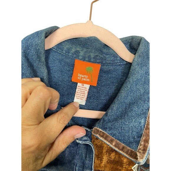 Hearts Of Palm Embellished Jean Jacket Paisley Plush Womens 14 Button Down‎ - Picture 5 of 10